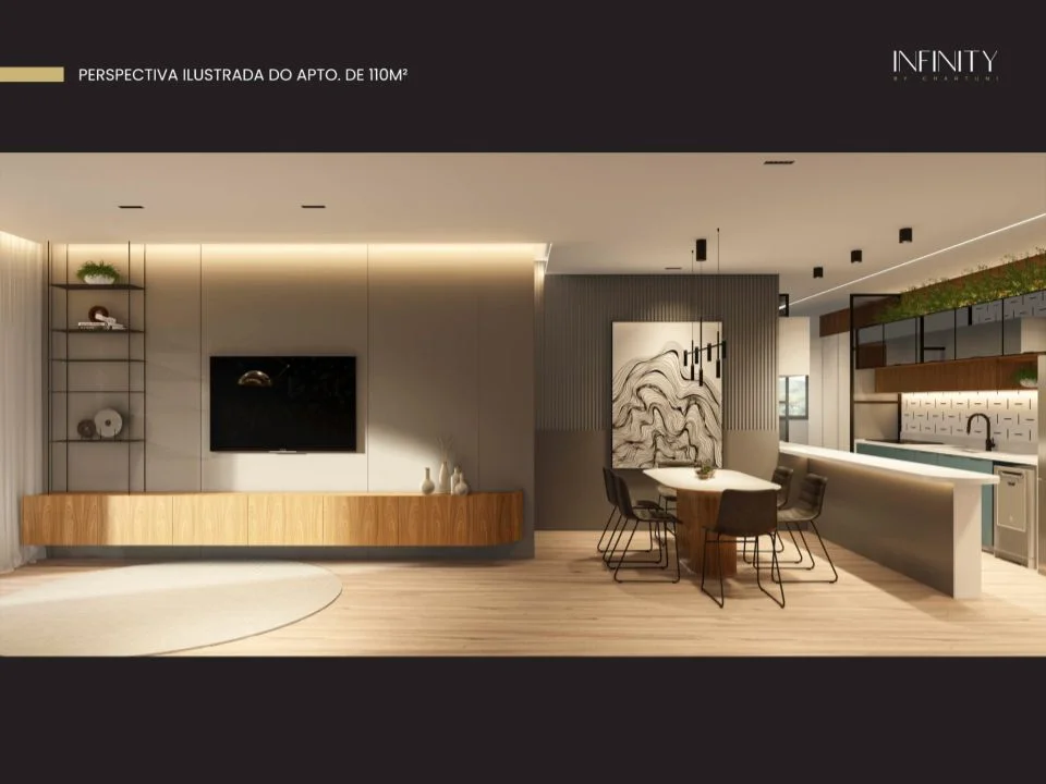 Perspectiva do Apartamento de 110m² do Infinity by Chartuni em Três Rios/RJ